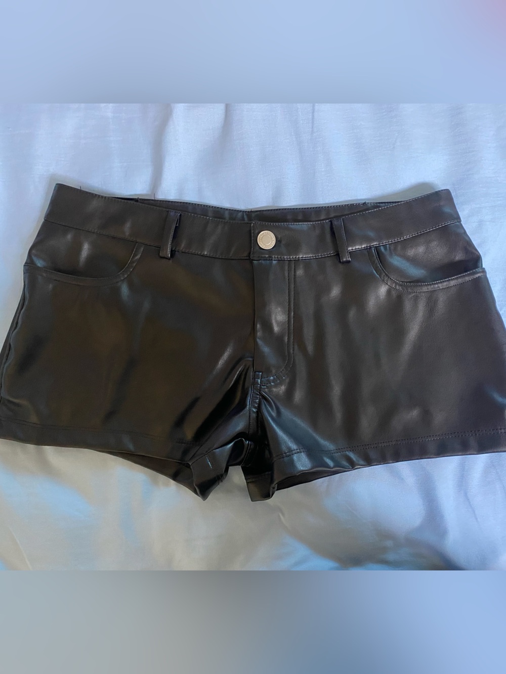 Faux Leather Women's Black Shorts